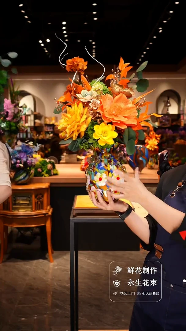 手工艺品琉璃手工花器花束空运包邮送货上门-以图片为准
