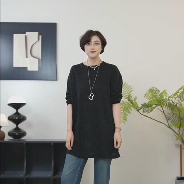 【U.M】态度亚麻羊毛长袖圆领针织衫