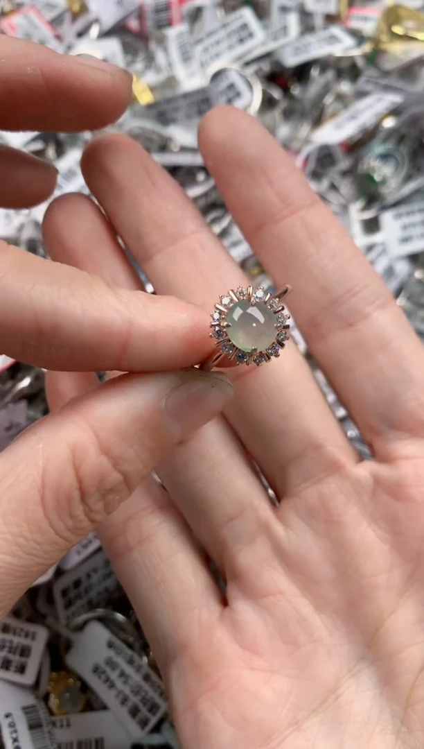 银S925镶嵌戒指翡翠6------6