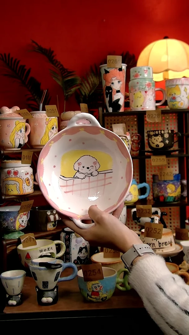 碗瓷DIY景德镇创意陶瓷手工卡通风大碗