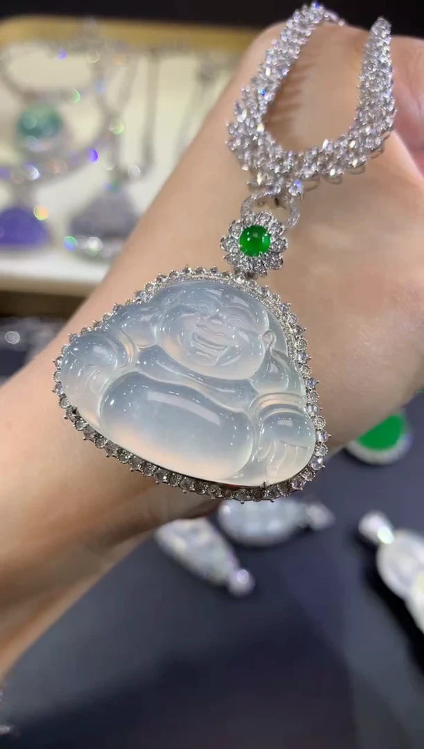 吊坠(不含链)18K金镶嵌翡翠119-佛公（不含链和扣