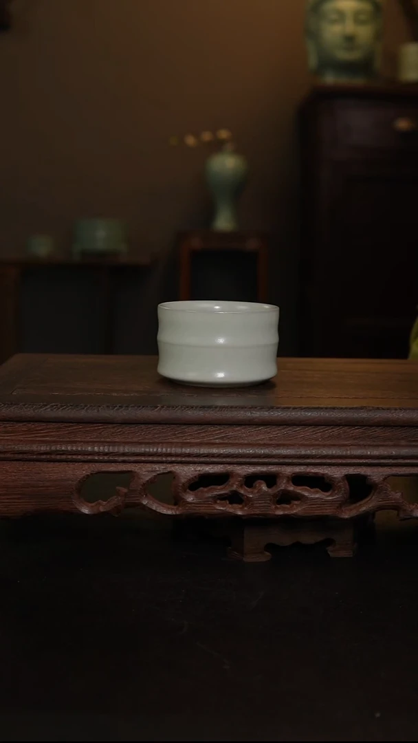 摆件王国奇手工月白竹节杯 印章
