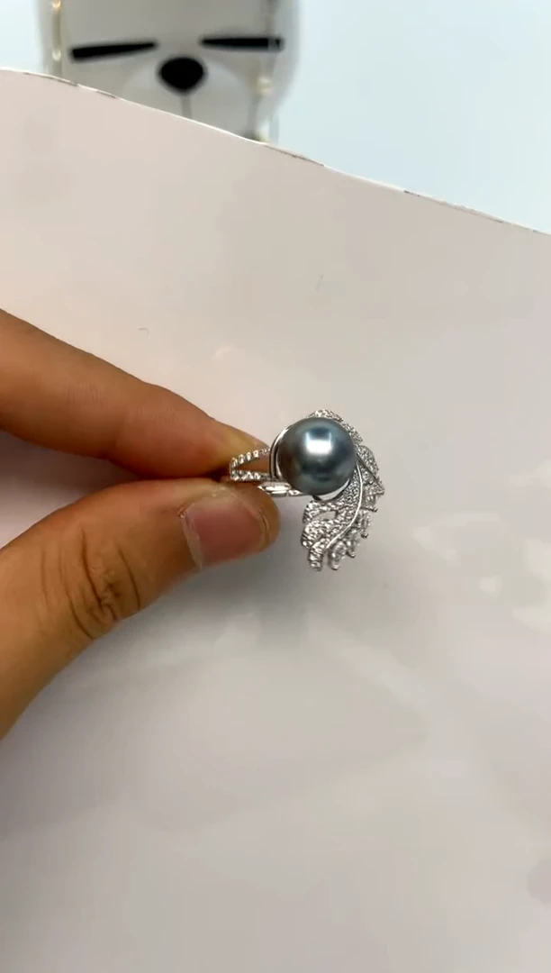 银S925镶嵌戒指海水珍珠10.8