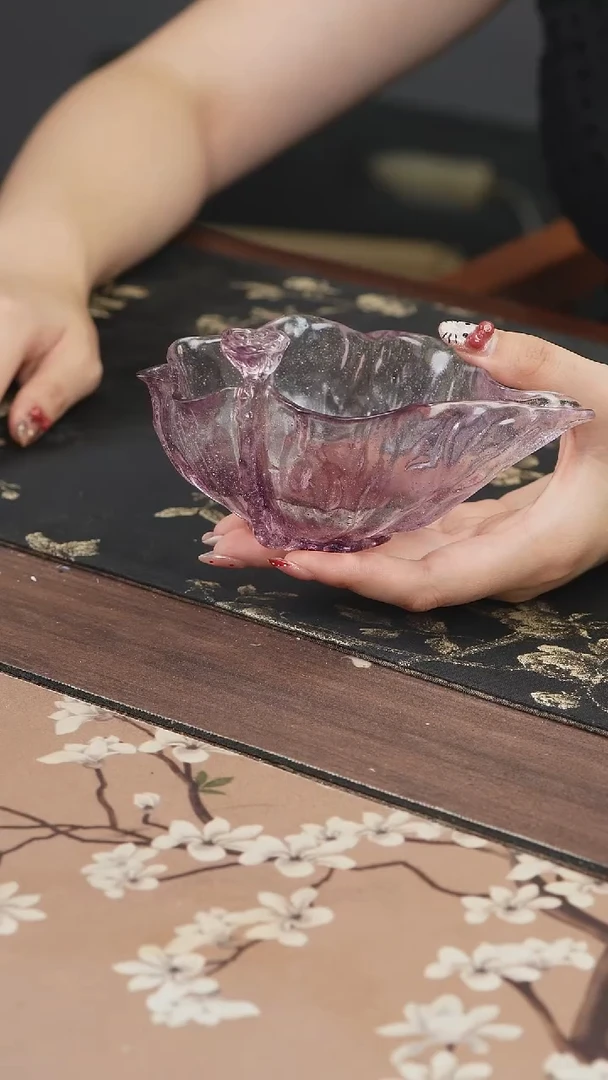 手工艺品琉璃紫色荷花公道