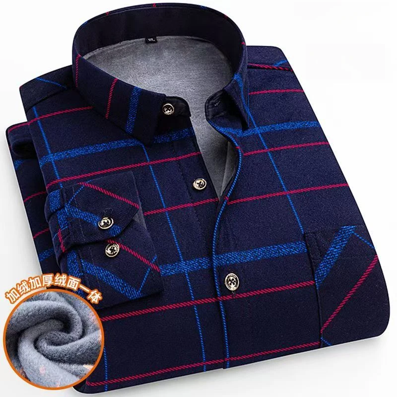 格子保暖冬季双面绒男衬衫(3个款)