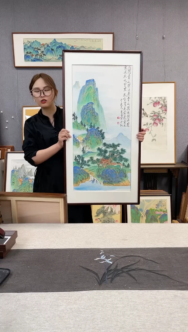 【闪购商品】国画手写手绘带框作品-53*103-刘玉学