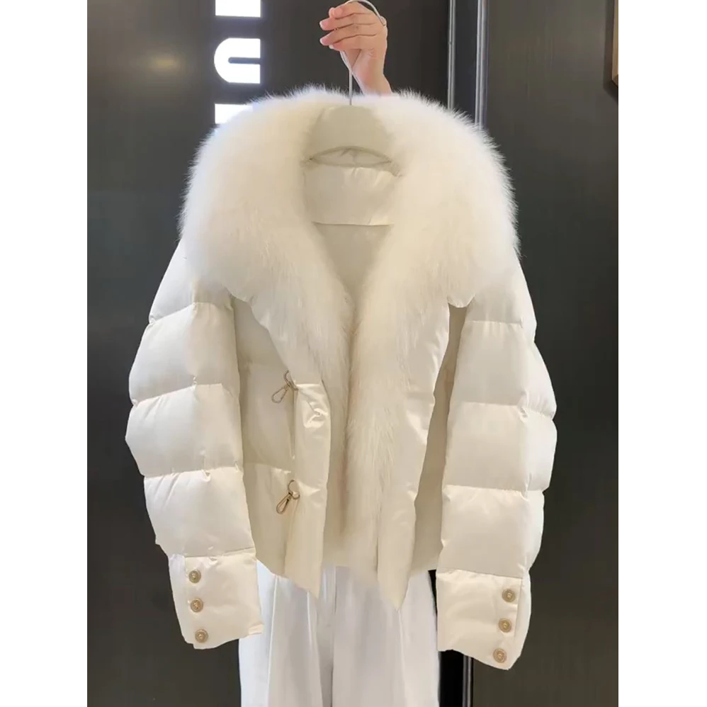 气质氛围感白色短款大毛领棉服女装2025冬季新款高级加厚短款外套