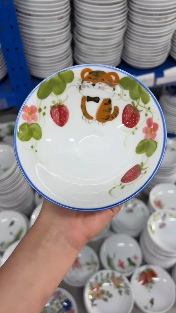 瓷片景德镇陶瓷食品级手绘釉中彩-斗笠碗