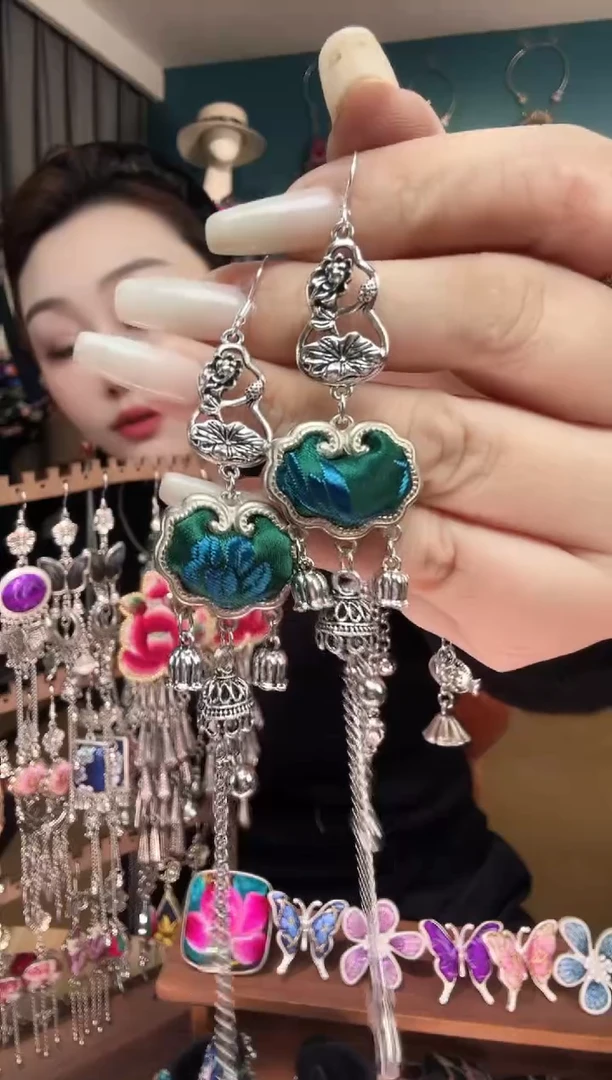 刺绣纯手工民族风刺绣耳环