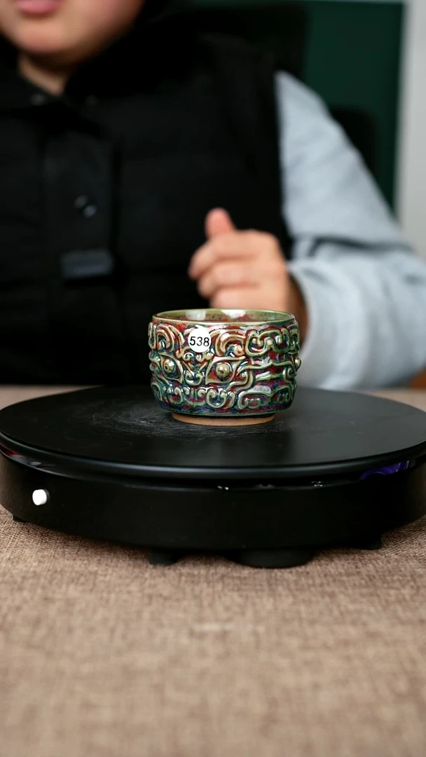 其他瓷538#于大鹏一级品原矿钧瓷兽面杯