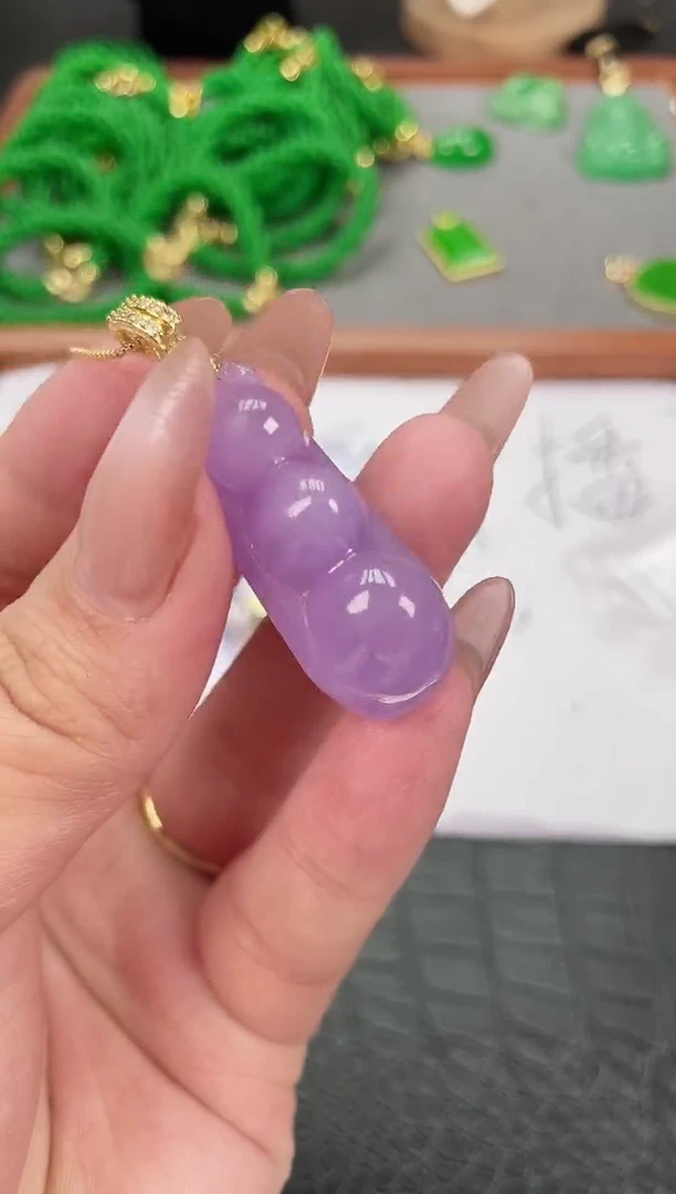 未镶嵌翡翠耳饰紫翡福豆吊坠