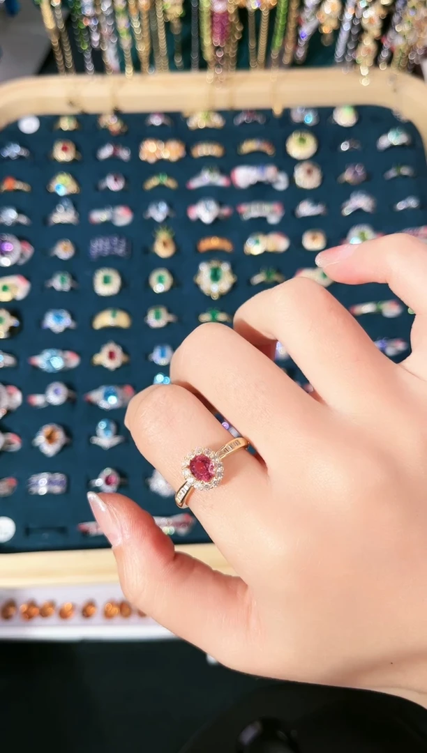 【闪购商品】碧玺戒指银S925镶嵌S-595