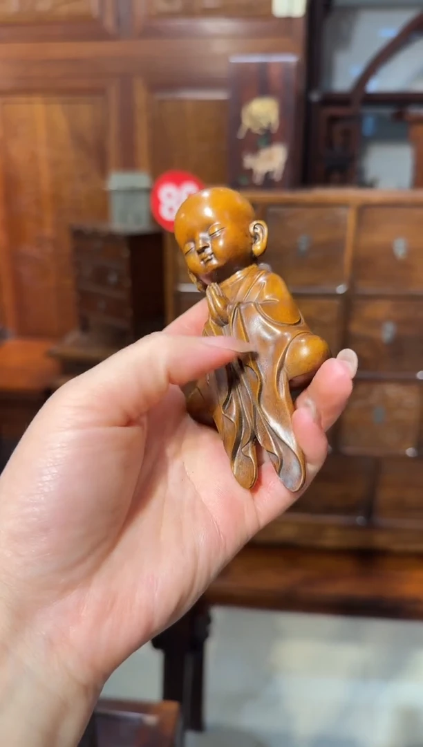 【闪购商品】木木艺黄杨木沙弥摆件158.8888
