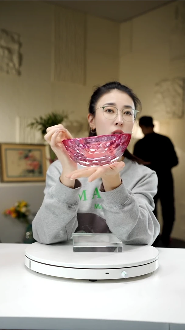 手工艺品琉璃金红色圆形果碗