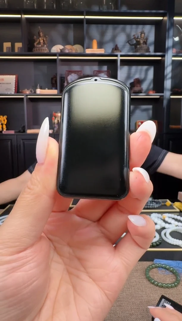 和田玉未镶嵌颈饰黑青无事牌挂件63g