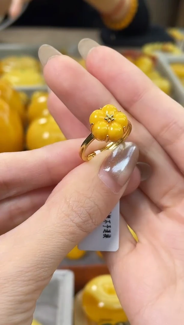 裸石琥珀银S925镶嵌多样性发货发其一J