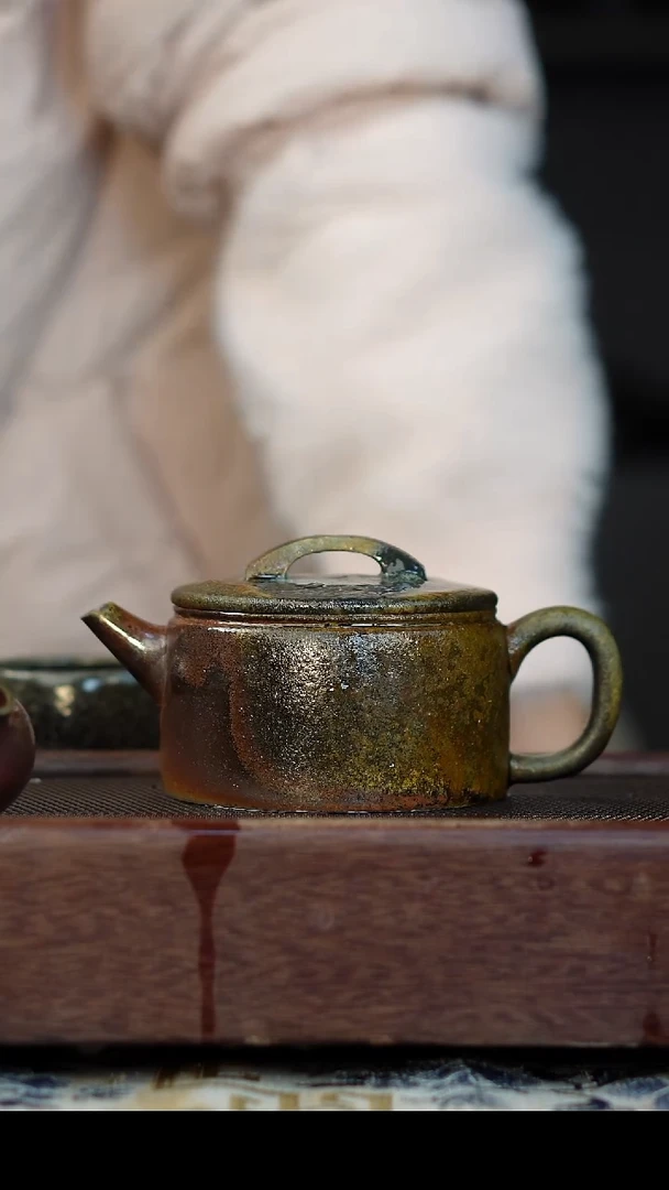 茶壶紫砂微瑕柴烧紫砂 天青汉瓦220cc