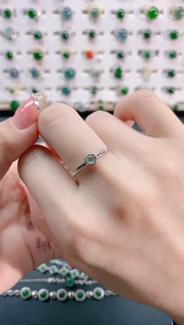 【闪购商品】翡翠戒指银S925镶嵌天然翡翠