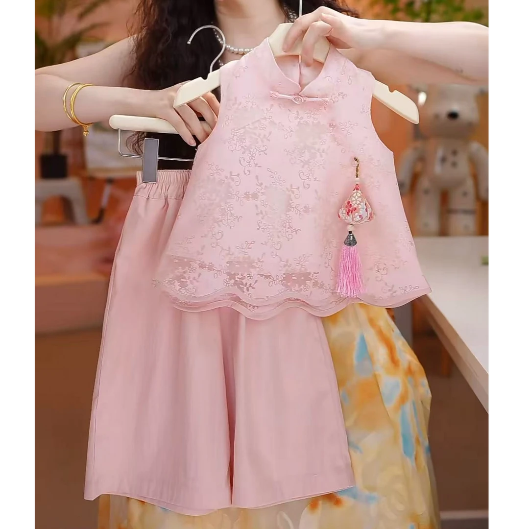 【现货】女童夏季套装2025新款小女孩洋气古风新中式时尚潮流两件套