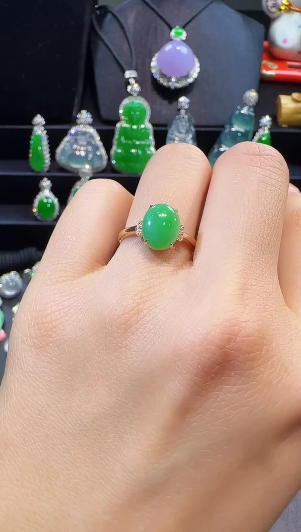 【闪购商品】翡翠戒指18K金镶嵌戒指