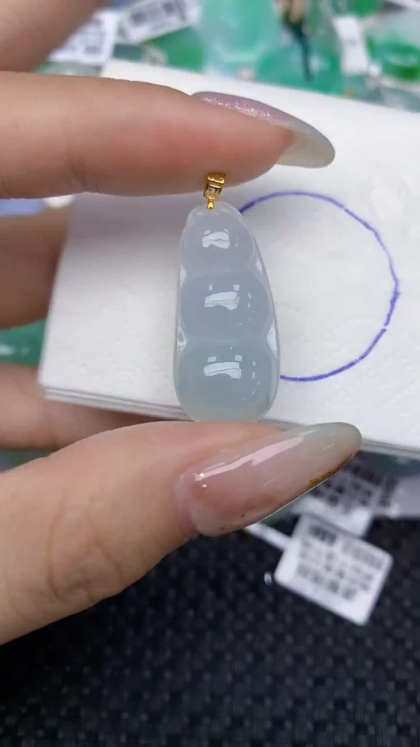 颈饰18K金镶嵌翡翠天然缅甸翡翠a货百元以上9元证书费自理