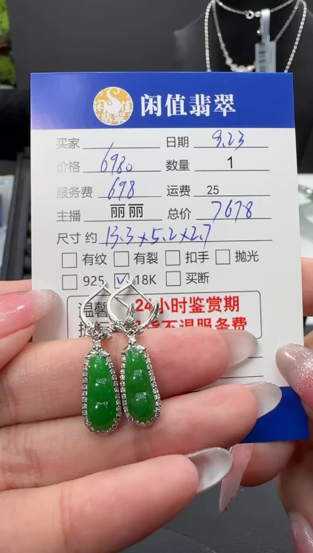 18K金镶嵌翡翠耳饰翡翠耳饰