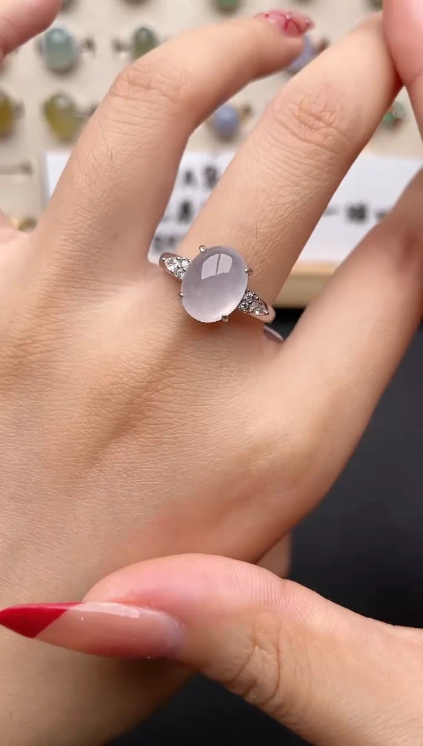 【闪购商品】翡翠戒指银S925镶嵌一物一证一礼盒