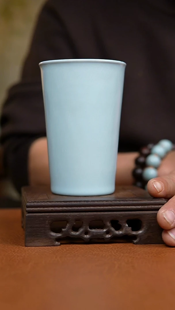 杯仿古月白纯手工可乐杯微瑕