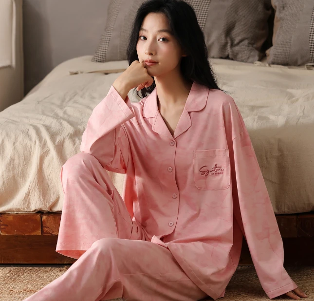 纯棉网红睡衣女秋时尚长袖男士女士家居服春秋睡衣套装