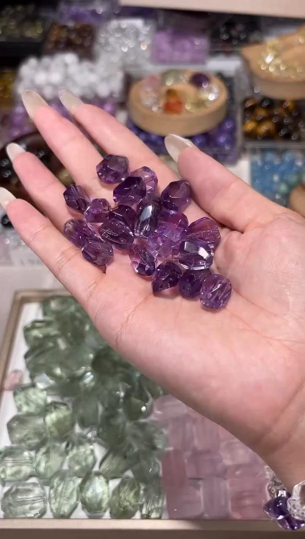 水晶手串未镶嵌F30紫水晶随行一个宽卡11-12