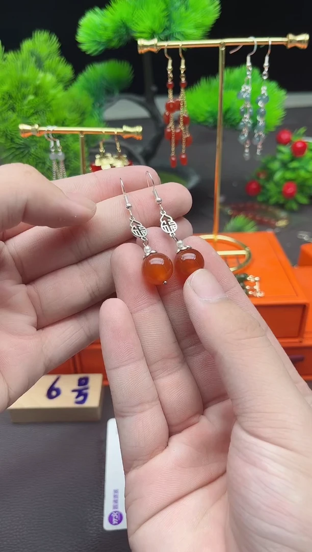 玛瑙/玉髓耳饰银S925镶嵌230