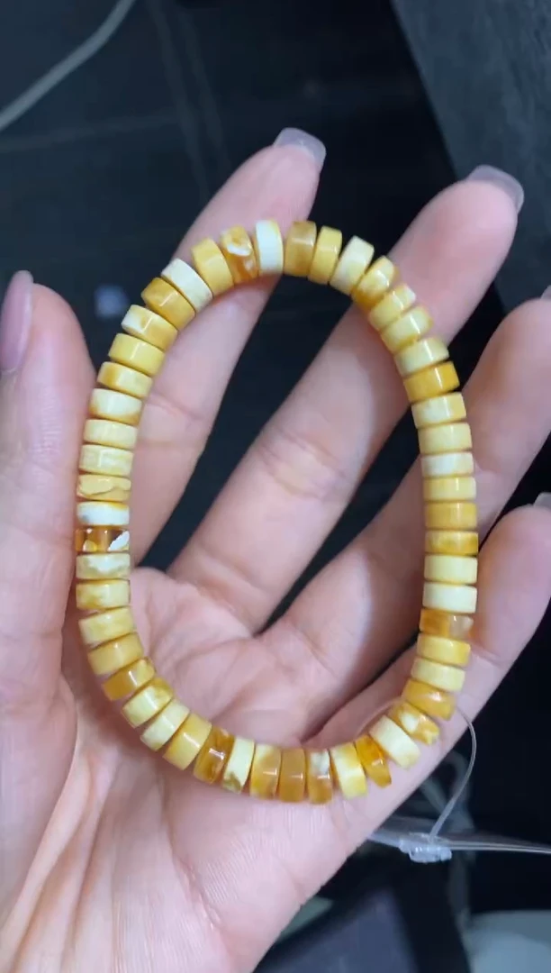 裸石蜜蜡未镶嵌干白花精工药片手串