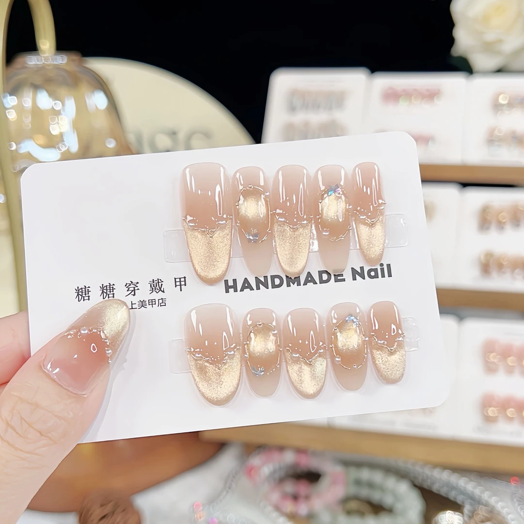 25年【纸醉金迷】时尚法式纯欲高品质感成品美甲穿戴式手工穿戴甲