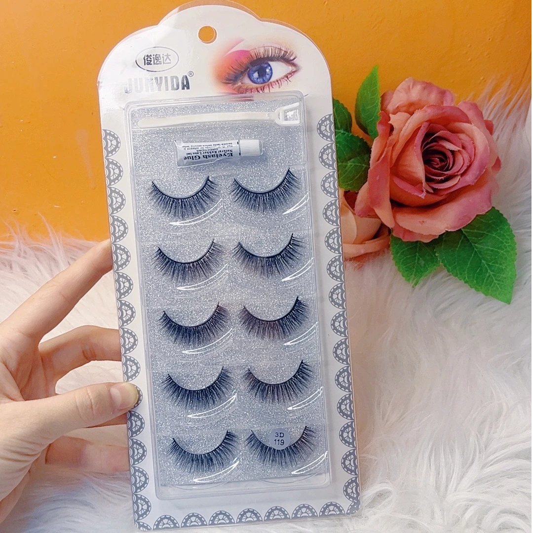 假睫毛5对装自然浓密优雅自然拍睫毛送胶kerpek5jup