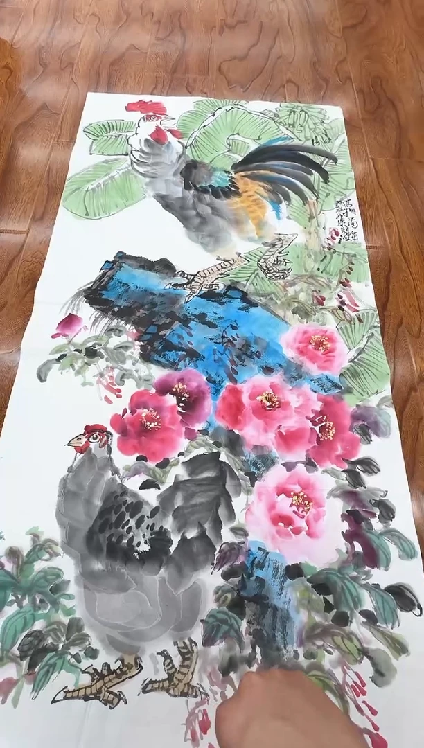 国画懂*柴京津老师四尺花鸟国画 公鸡