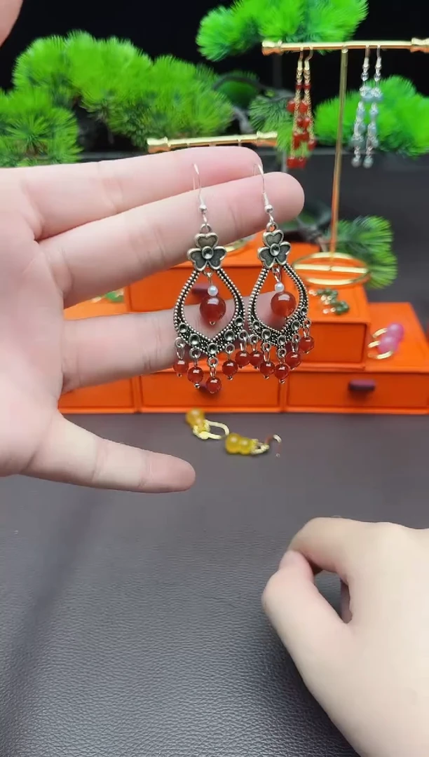 玛瑙/玉髓耳饰银S925镶嵌103