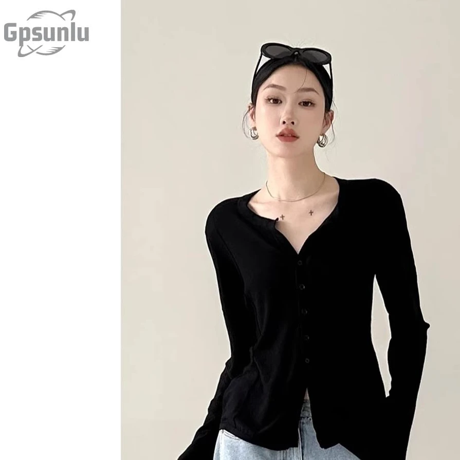 gpsunlu法式黑色喇叭袖防晒开衫女夏季薄款披肩外搭空调罩衫上衣