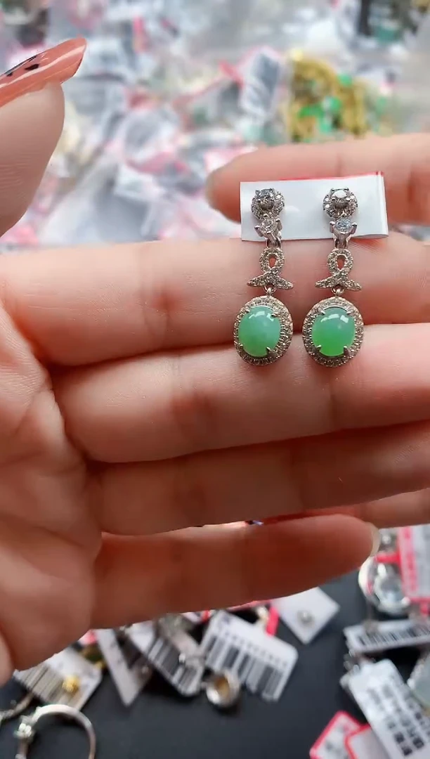 银S925镶嵌戒指翡翠天然A货缅甸翡翠