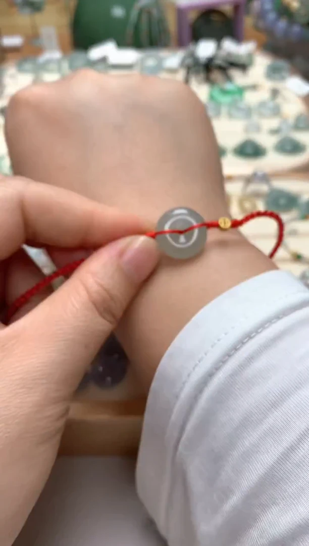 颈饰银S925镶嵌翡翠平安扣手绳