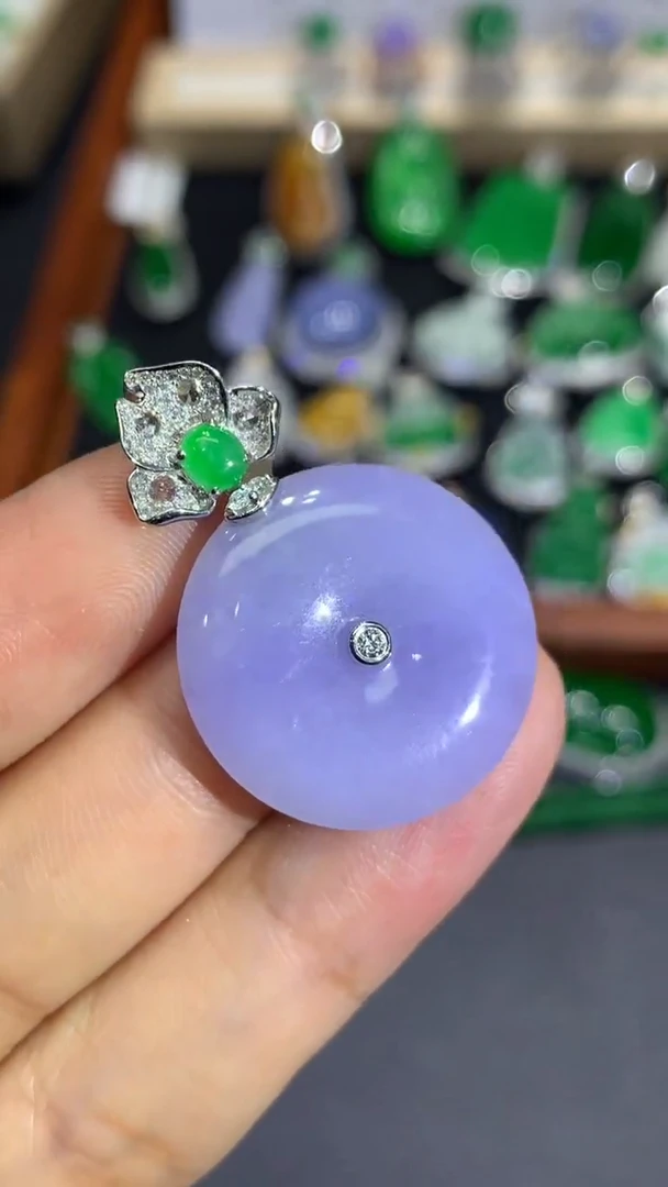 翡翠18K金镶嵌吊坠(不含链)团购1