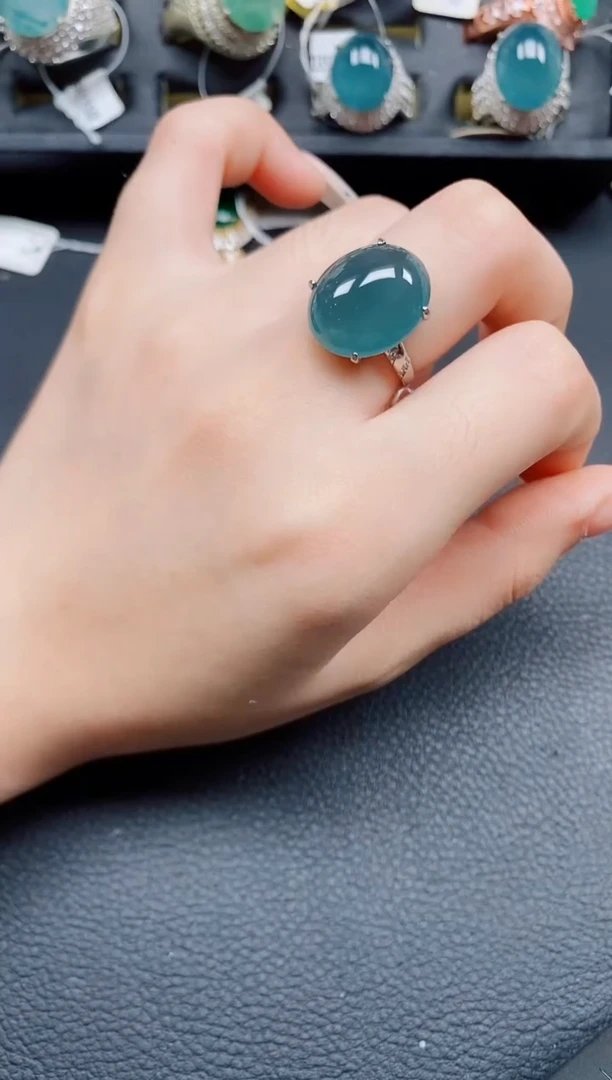 银S925镶嵌戒指翡翠翡翠