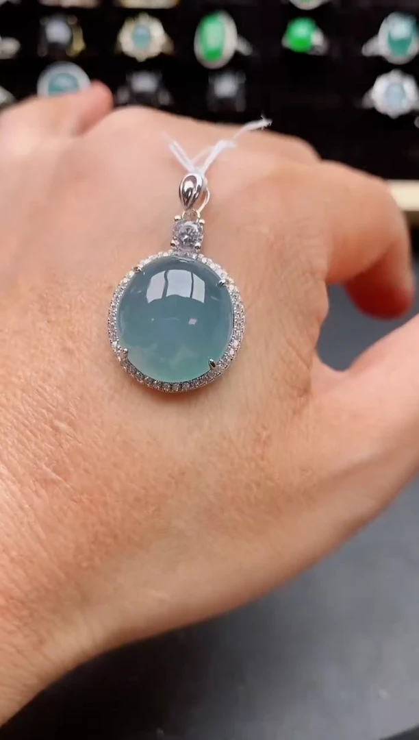 【闪购商品】翡翠吊坠(赠链)银S925镶嵌508050