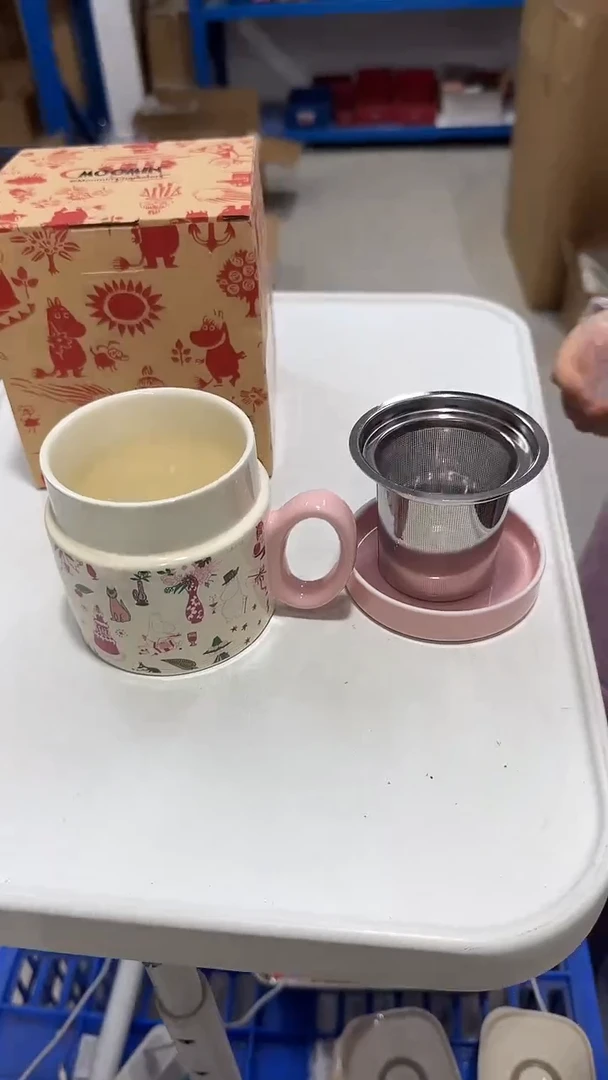 瓷片粉色派对盖杯（含茶滤）