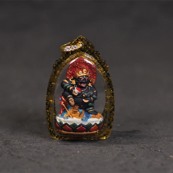 【千佛万像】纯手工制作红泥手绘上色立体黑财神亚克力壳擦擦吊坠