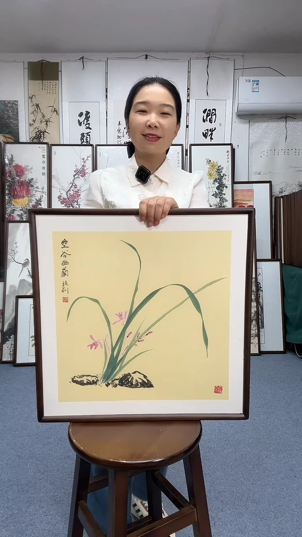 国画52*52实木画框京东包邮手绘