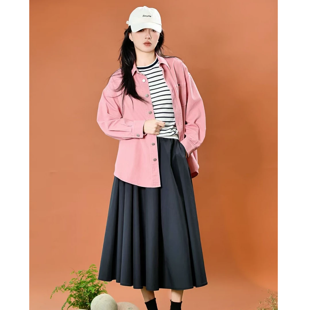 MASIENDI玛丝恩迪翻领休闲风长袖刺绣薄款牛仔衬衫外套女