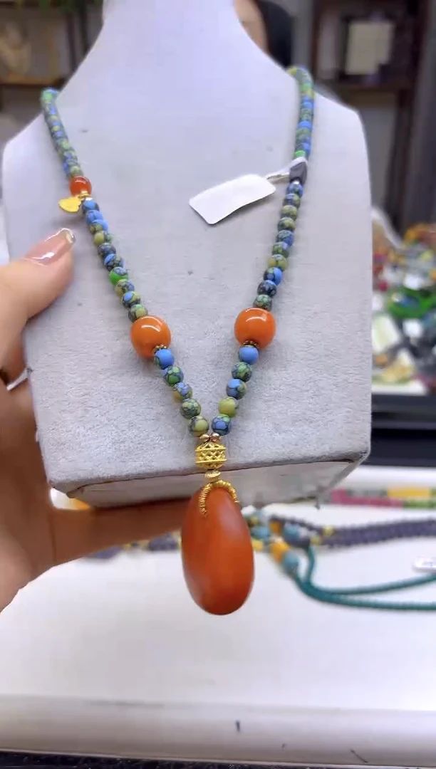 未镶嵌毛衣链蜜蜡DIY款M12