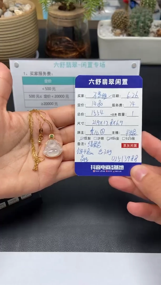 翡翠18K金镶嵌颈饰不***了D2513988
