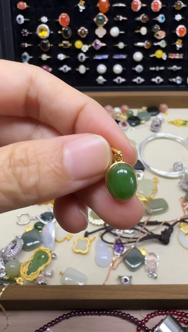 吊坠(不含链)银S925镶嵌和田玉开**水吊坠不含链银S925镶嵌和田玉