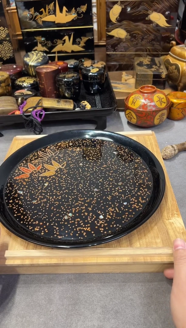 若狭塗 带足壶承